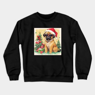 christmas vacation MASTIFF WEARING SANTA HAT AND GLASSESS Crewneck Sweatshirt